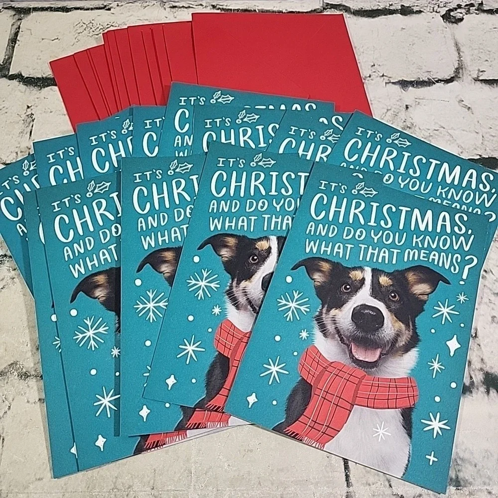 Hallmark Christmas Card Puppy Dog Do You Know What That Means Matching Lot Of 13